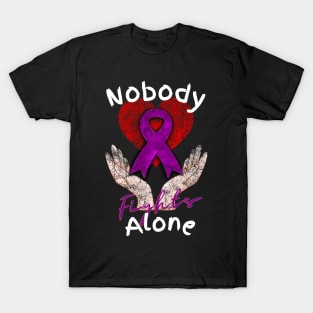 Nobody Fights Alone AAlzheimer's Support T-Shirt